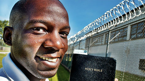 Prisoner with Bible